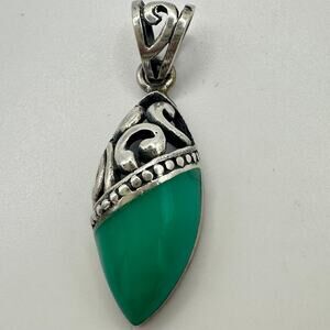 MD Thailand vintage 925 sterling silver turquoise enamel pendant charm